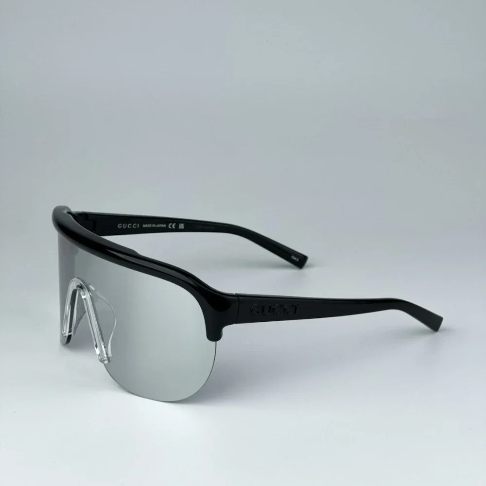Gucci GG1645S 003 BRAND NEW Sunglasses Black Grey Silver Mirrored Unisex Mask